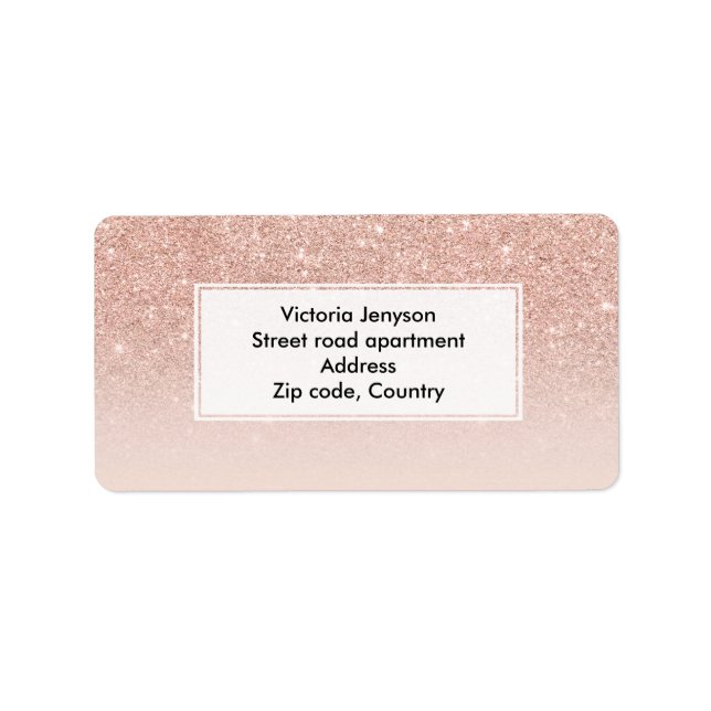 Anpassningsbar faux ro rosa glitter adressetikett (Framsidan)