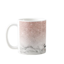 Anpassningsbar faux ro rosa glitter marmor, vit ma