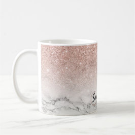 Anpassningsbar faux ro rosa glitter marmor, vit ma kaffemugg