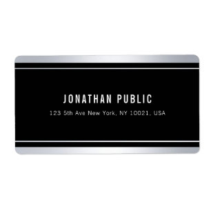 Anpassningsbar Faux Silver Black Modern Elegant Sh Fraktsedel