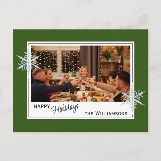 Anpassningsbar Faux Silver Snöflingor om Mörk Fore Vykort (Framsida)