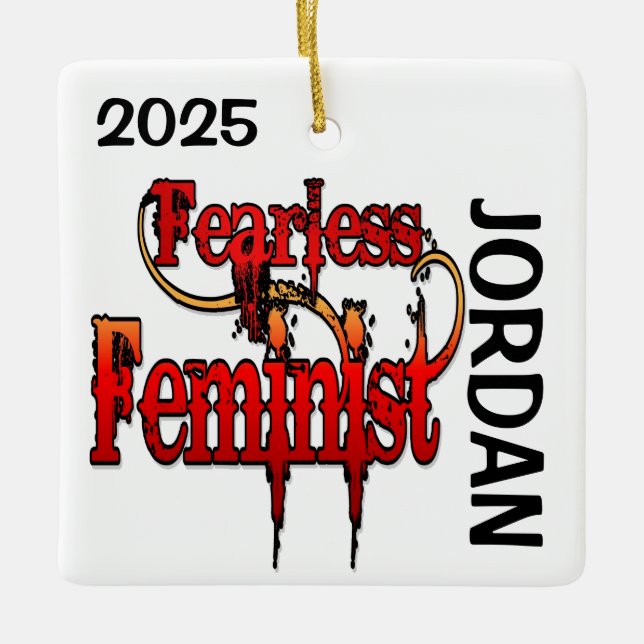 ANPASSNINGSBAR Fearless Feminist Julgransprydnad Keramik (Framsida)