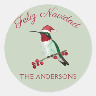 Anpassningsbar Feliz Navidad Ruby-throated Humming Runt Klistermärke