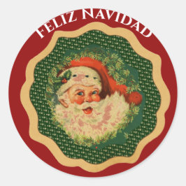 Anpassningsbar Feliz Navidad Vintage jul Jultomten Runt Klistermärke