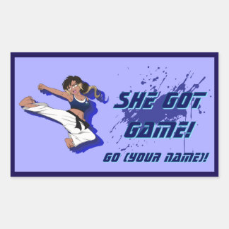 Anpassningsbar Female Martial Artist Sticker Rektangulärt Klistermärke