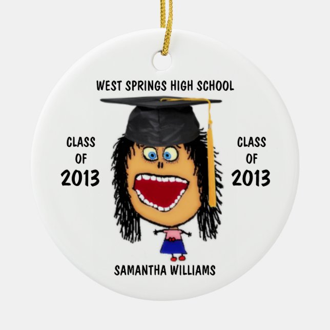 Anpassningsbar Female Student Tecknad Ornament (Framsidan)