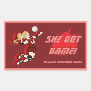 Anpassningsbar Female Volleyball Player Sticker Rektangulärt Klistermärke