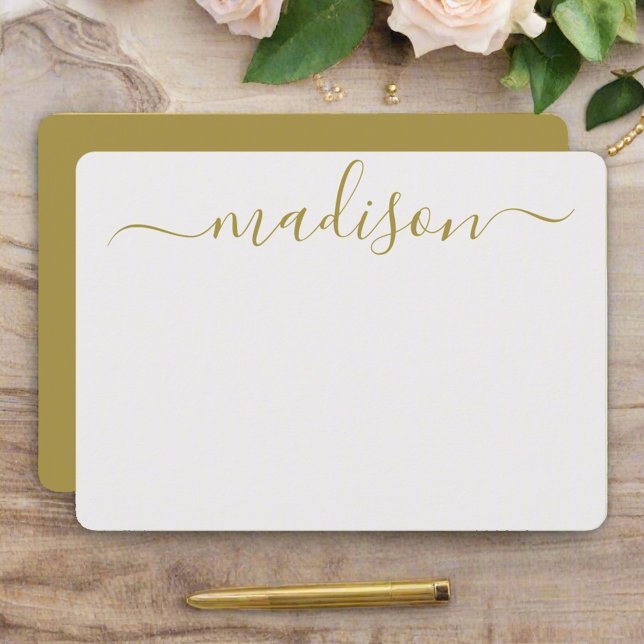 Anpassningsbar Feminine Guld Typography-skript Nam Anteckningskort (Skapare uppladdad)
