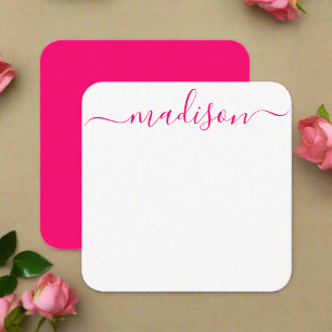 Anpassningsbar Feminine Rosa Typography Namn Scrip Anteckningskort