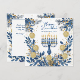 Anpassningsbar: Festive Foliage Hanukkah Julkort