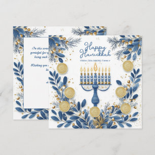 Anpassningsbar: Festive Foliage Hanukkah Julkort