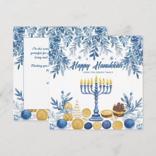 Anpassningsbar: Festive Foliage Hanukkah Julkort