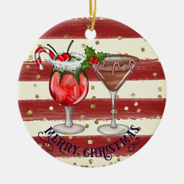 Anpassningsbar Festive Helgdag Drinks jul Ornament (Framsidan)