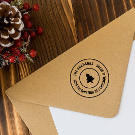 Anpassningsbar Festive Julgran Round Family Adress Självfärgande Stämpel