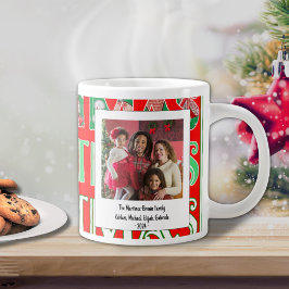 Anpassningsbar Festive Red Grönt Julfoto Jumbo Mugg