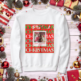 Anpassningsbar Festive Red Grönt Julfoto T Shirt