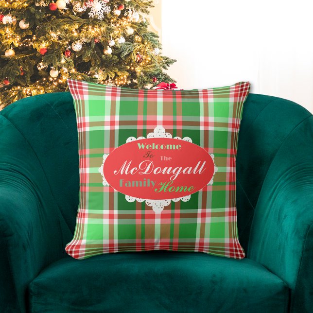 Anpassningsbar Festive Red Grönt Vit jul-Helgdag Kudde (Skapare uppladdad)
