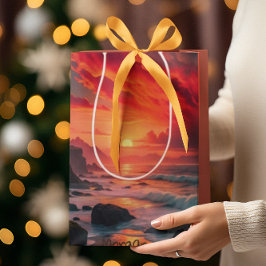 Anpassningsbar Fiery Sunset Kusten - Ocean Cliffs