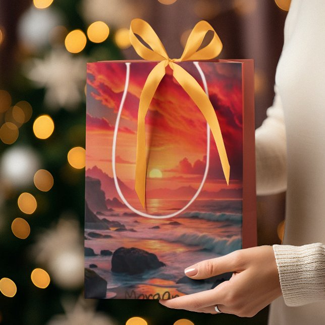 Anpassningsbar Fiery Sunset Kusten - Ocean Cliffs (Skapare uppladdad)