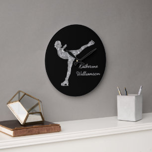 Anpassningsbar Figur Skating Ice Skating Silver Sh Stor Klocka