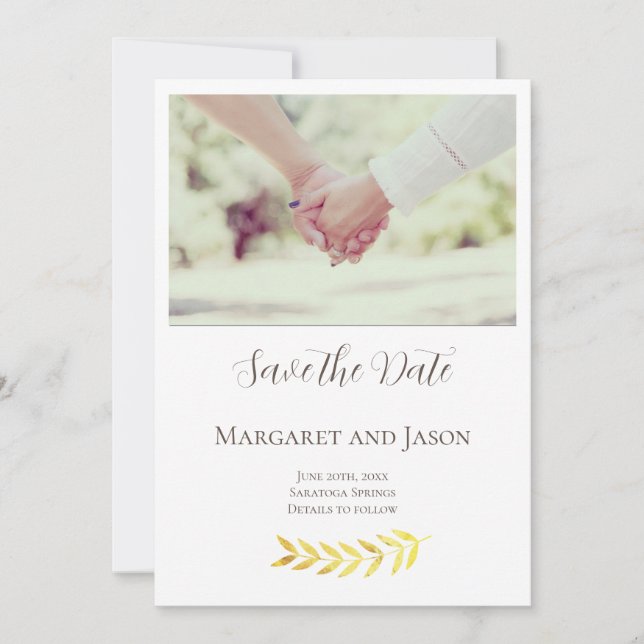 Anpassningsbar Fintvätt av gyllene Löv Spara datum (Framsida)