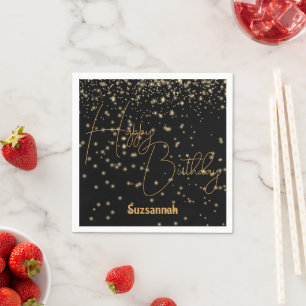 Anpassningsbar Firande Glowing Guld confetti on Bl Pappersservett