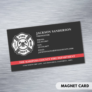 Anpassningsbar Fire Department Firefighter Red Lin Magnetiska Visitkort