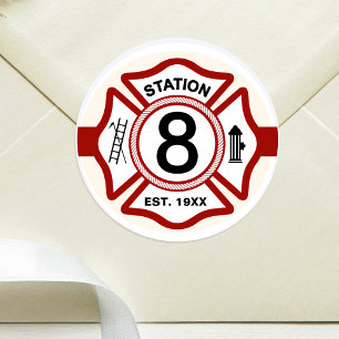 Anpassningsbar Fire Station nummer Runt Klistermärke
