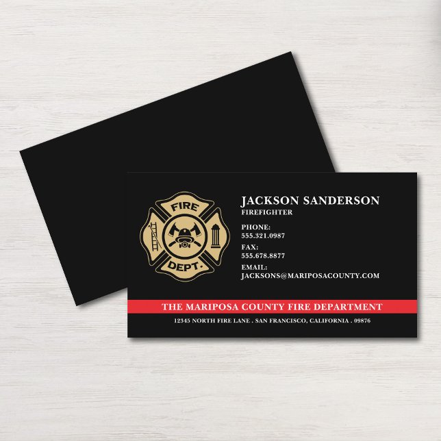 Anpassningsbar Firefighter Fire Department Fireman Visitkort (Custom Firefighter Fire Department Fireman Logo Business Card)