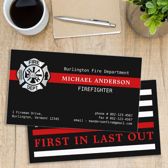 Anpassningsbar Firefighter Fire Department Red Lin Visitkort (Skapare uppladdad)