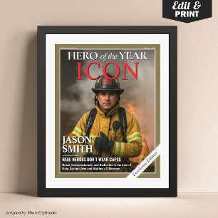 Anpassningsbar Firefighter Gift Fireman Magazine C Poster