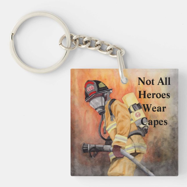 Anpassningsbar Firefighter Keychain Fireman My Her (Framsidan)