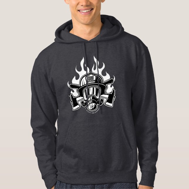 Anpassningsbar Firefighter Rädding Fire Department Hoodie (Framsida)
