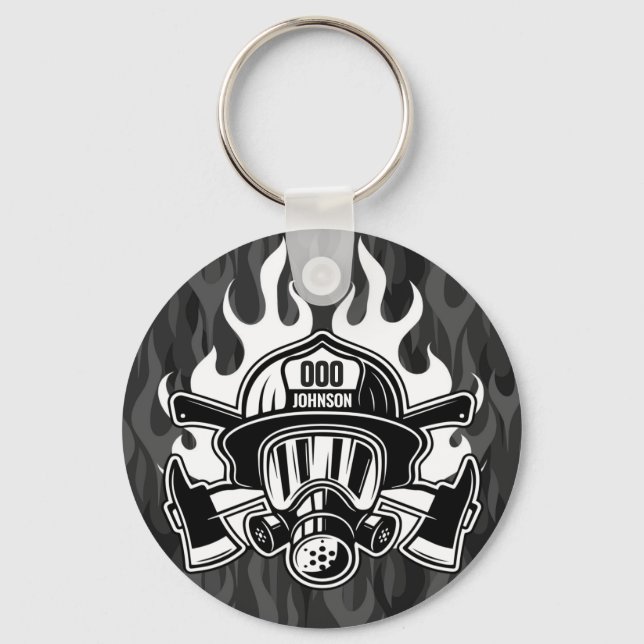Anpassningsbar Firefighter Rädding Fire Department Nyckelring (Framsida)