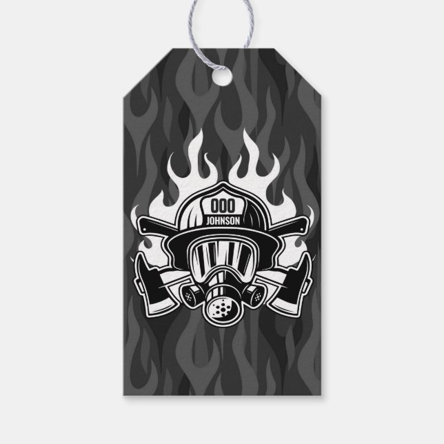 Anpassningsbar Firefighter Rädding Fire Department Presentetikett (Framsidan)