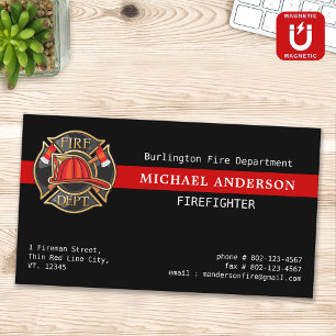 Anpassningsbar Firefighter Red Line Fire Departmen Magnetiska Visitkort