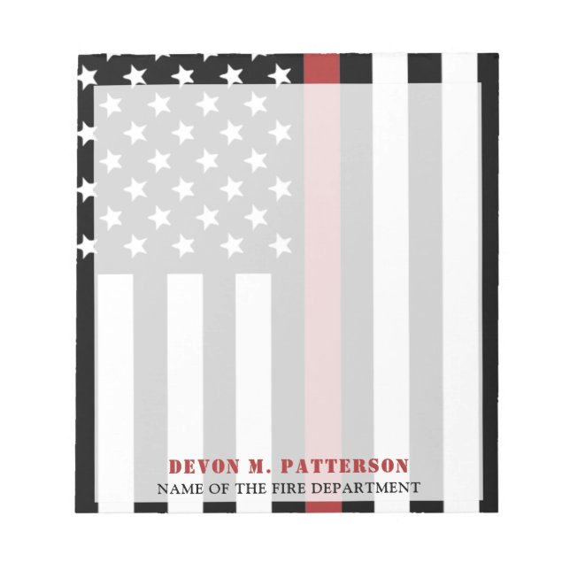Anpassningsbar Firefighter Thin Red Line Fire Depa Anteckningsblock (Framsida)