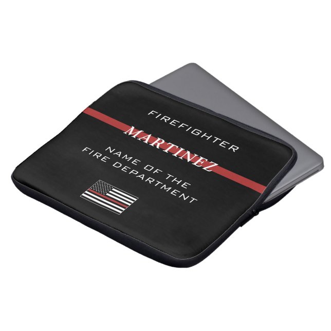 Anpassningsbar Firefighter Thin Red Line Fire Depa Laptop Fodral (Framsida topp)