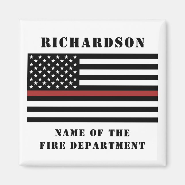 Anpassningsbar Firefighter Thin Red Line Fire Depa Magnet (Framsidan)