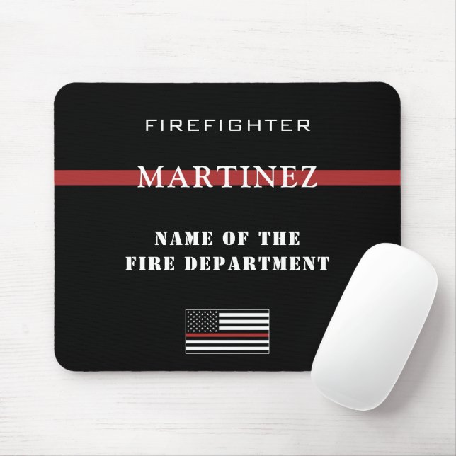 Anpassningsbar Firefighter Thin Red Line Fire Depa Musmatta (Med mus)