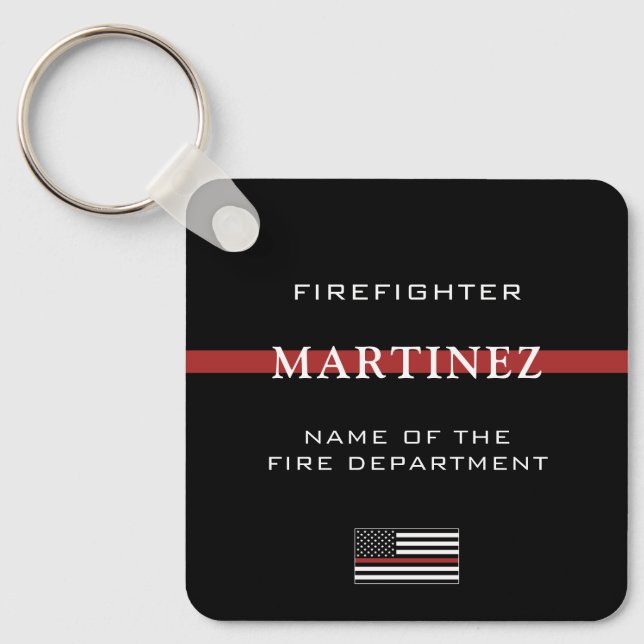 Anpassningsbar Firefighter Thin Red Line Fire Depa Nyckelring (Framsida)