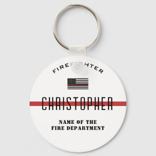 Anpassningsbar Firefighter Thin Red Line Fire Depa Nyckelring