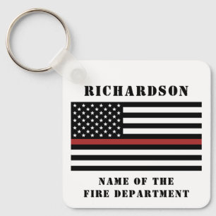 Anpassningsbar Firefighter Thin Red Line Fire Depa Nyckelring
