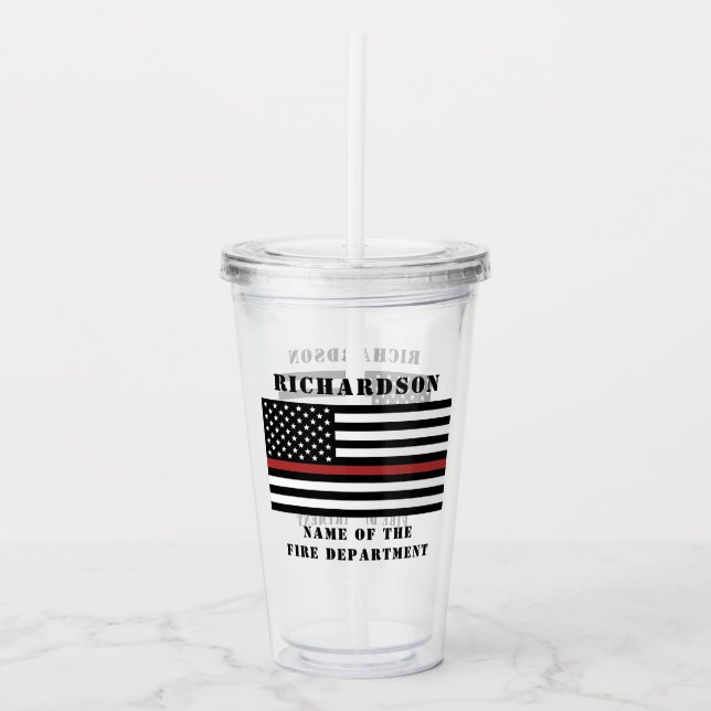Anpassningsbar Firefighter Thin Red Line Fire Depa Take Away Mugg (Framsida)