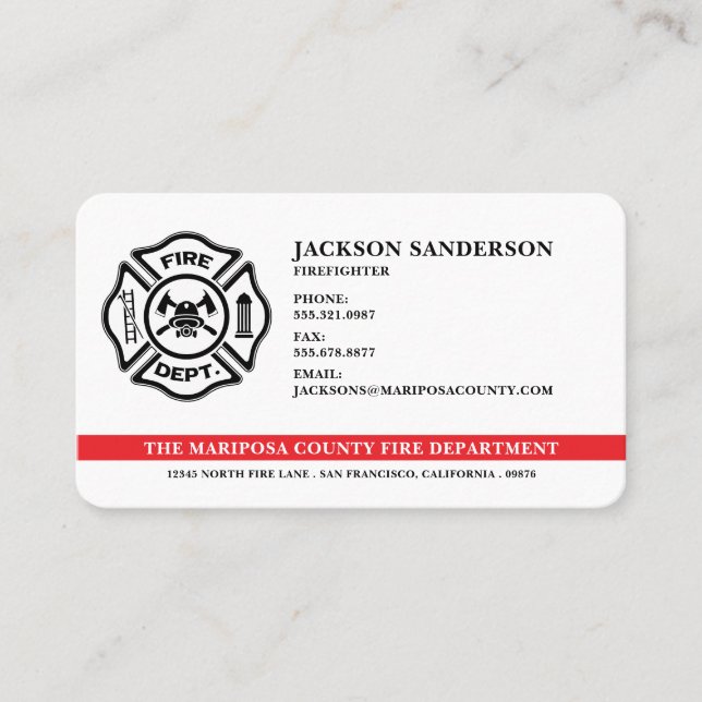 Anpassningsbar Fireman Fire Department Logotyp Fir Visitkort (Framsida)