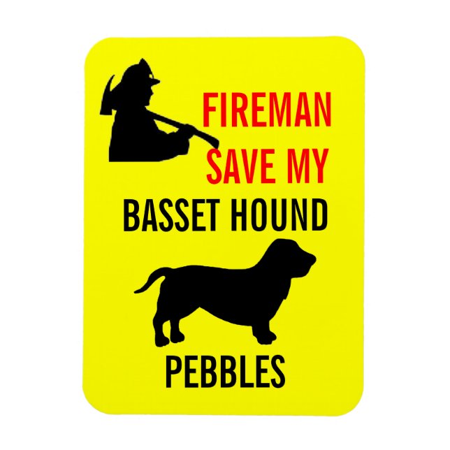 Anpassningsbar Fireman Spara My Basset Hound Fire  Magnet (Vertikal)