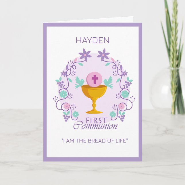 Anpassningsbar First Communion Blessings Kort (Framsida)