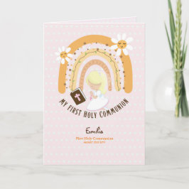 Anpassningsbar First Heliga Communion Cute Blonde  Tack Kort