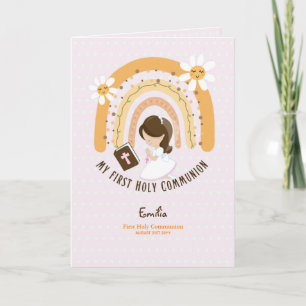 Anpassningsbar First Heliga Communion Cute Brown H Tack Kort