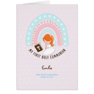 Anpassningsbar First Heliga Communion Cute Red Hai Hälsningskort